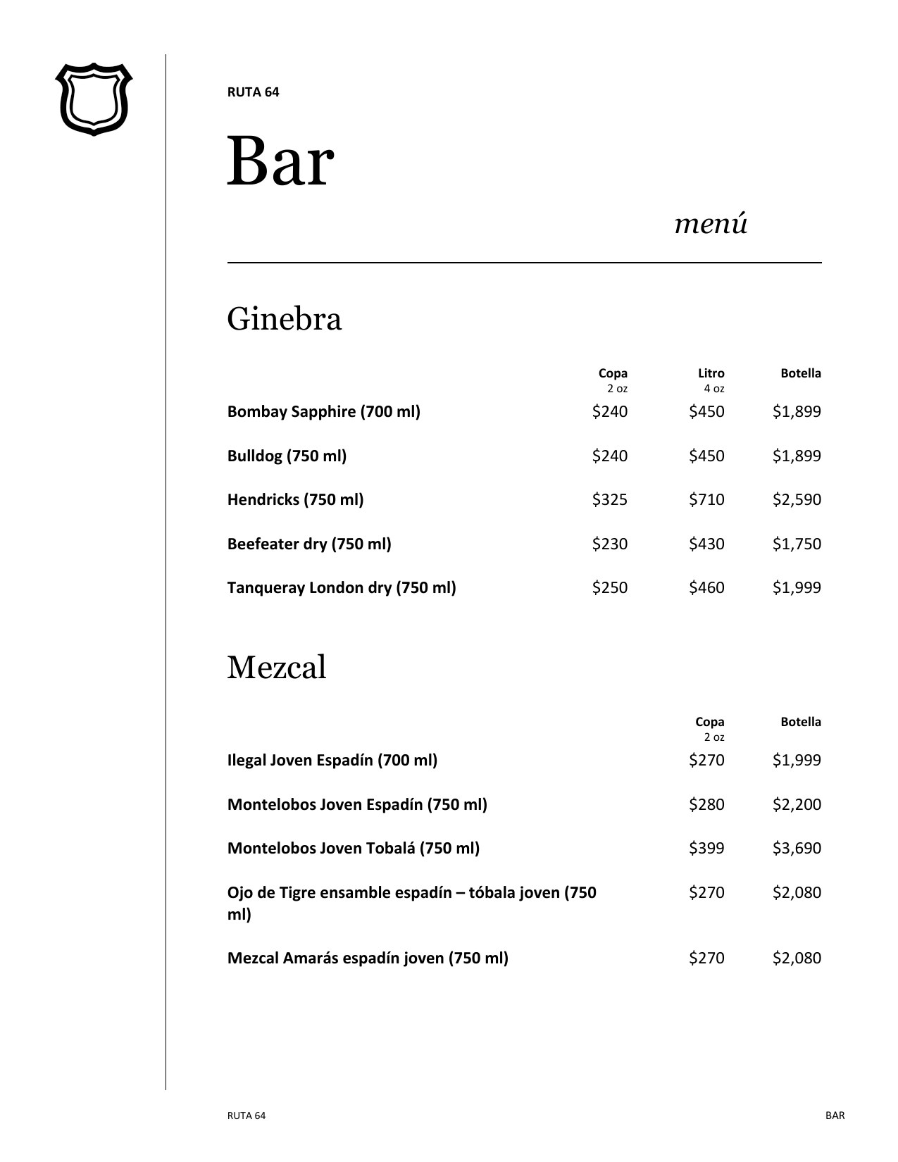Menú de bebidas, página 11