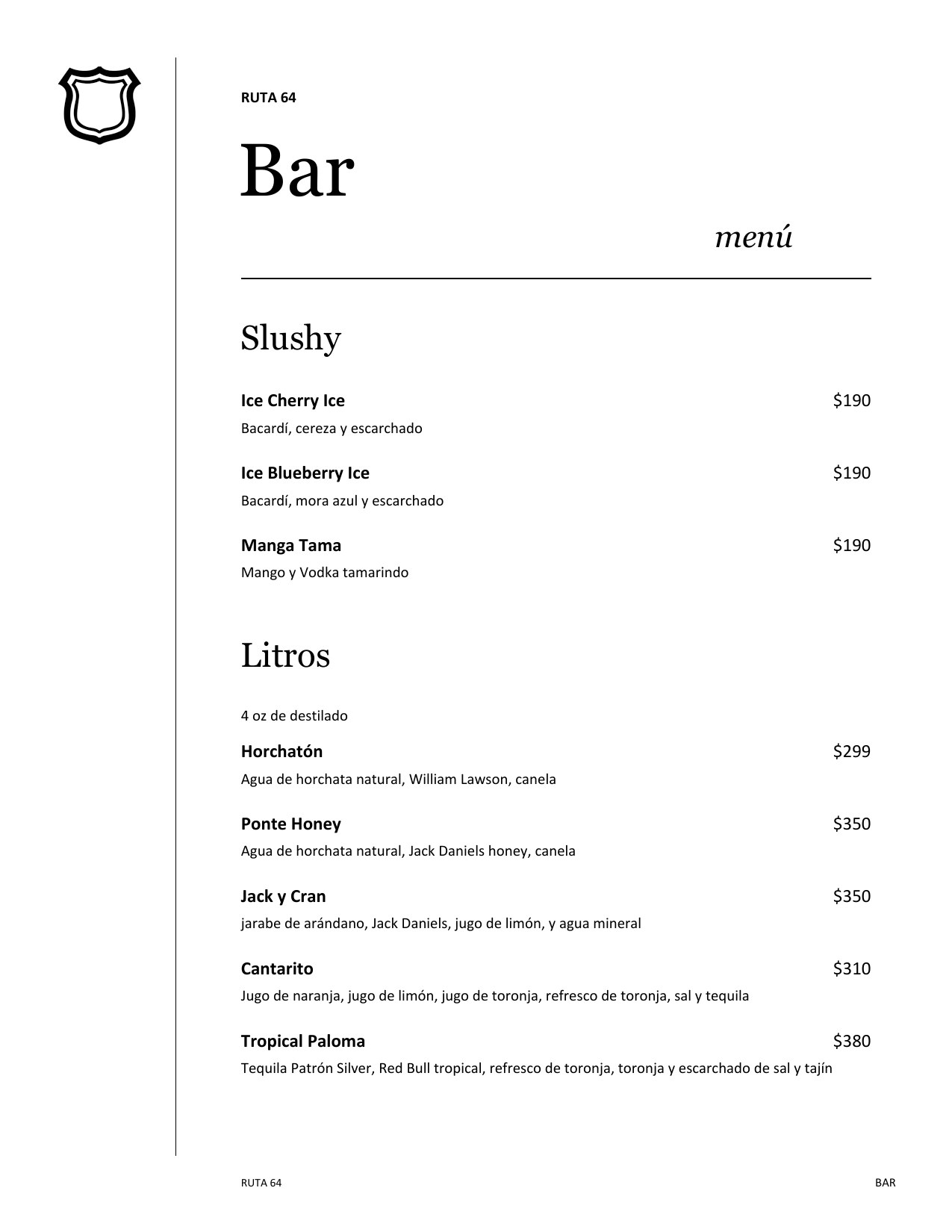 Menú de bebidas, página 17